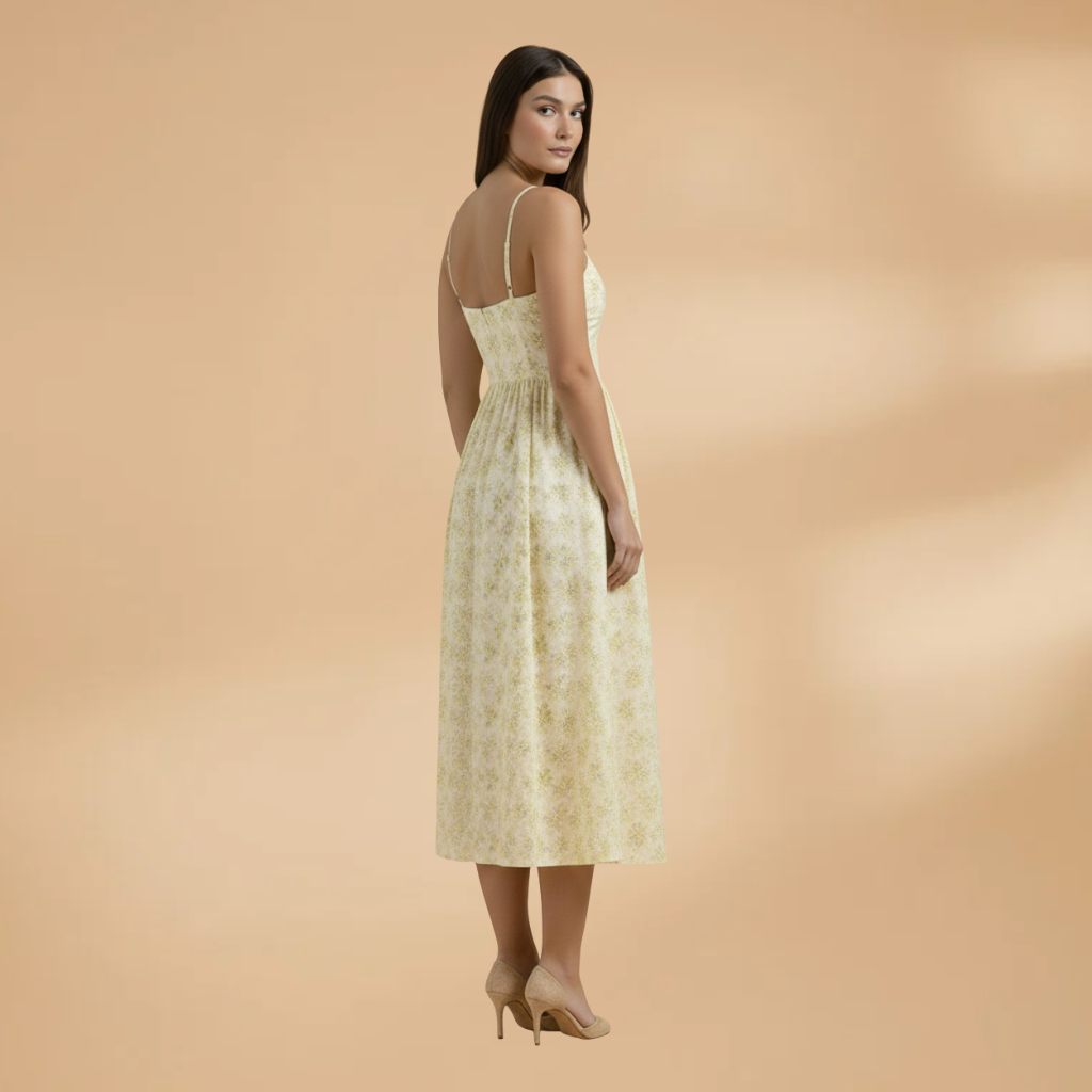 Women's Knee-Length Dress with Short Sleeves