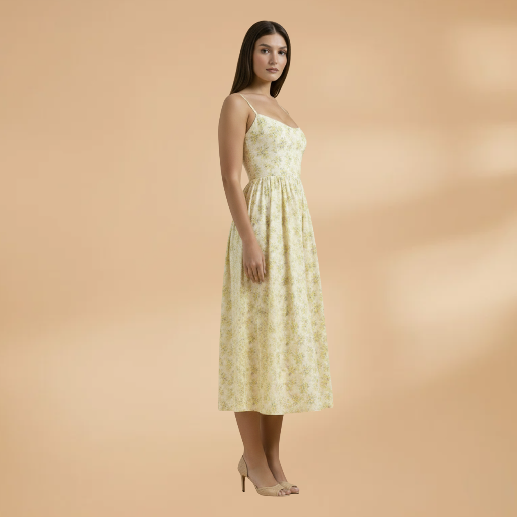 Women's Knee-Length Dress with Short Sleeves