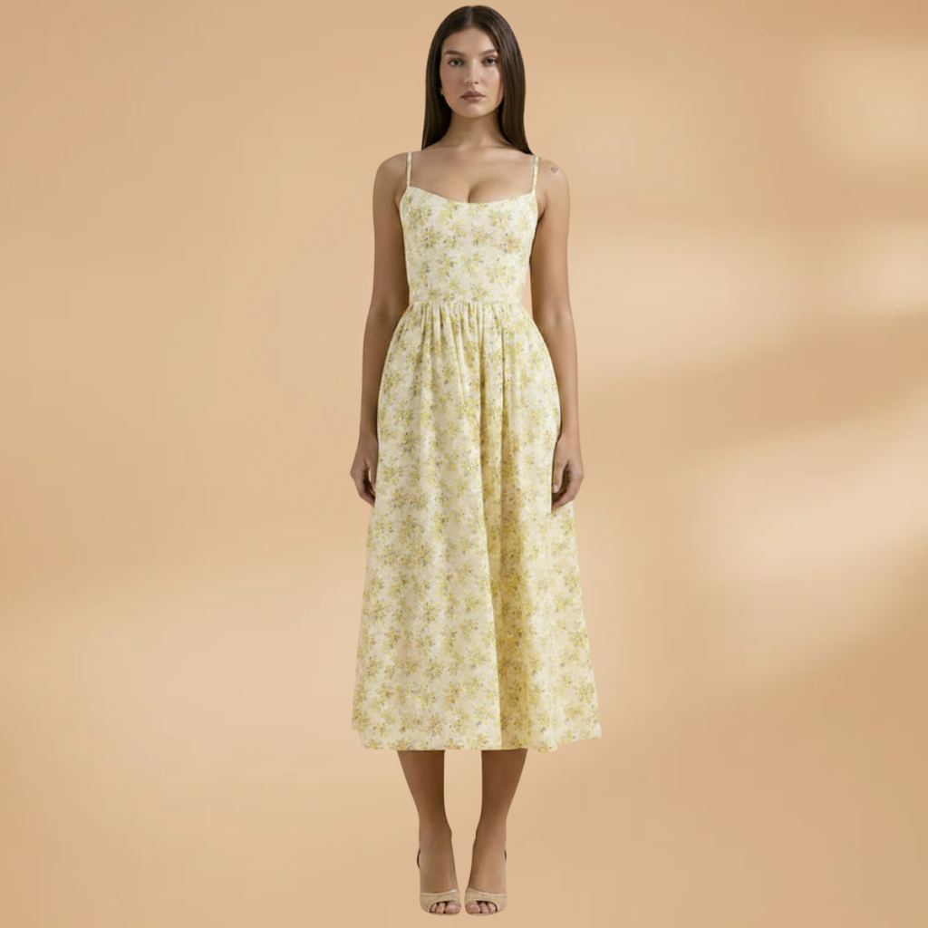 Women's Knee-Length Dress with Short Sleeves