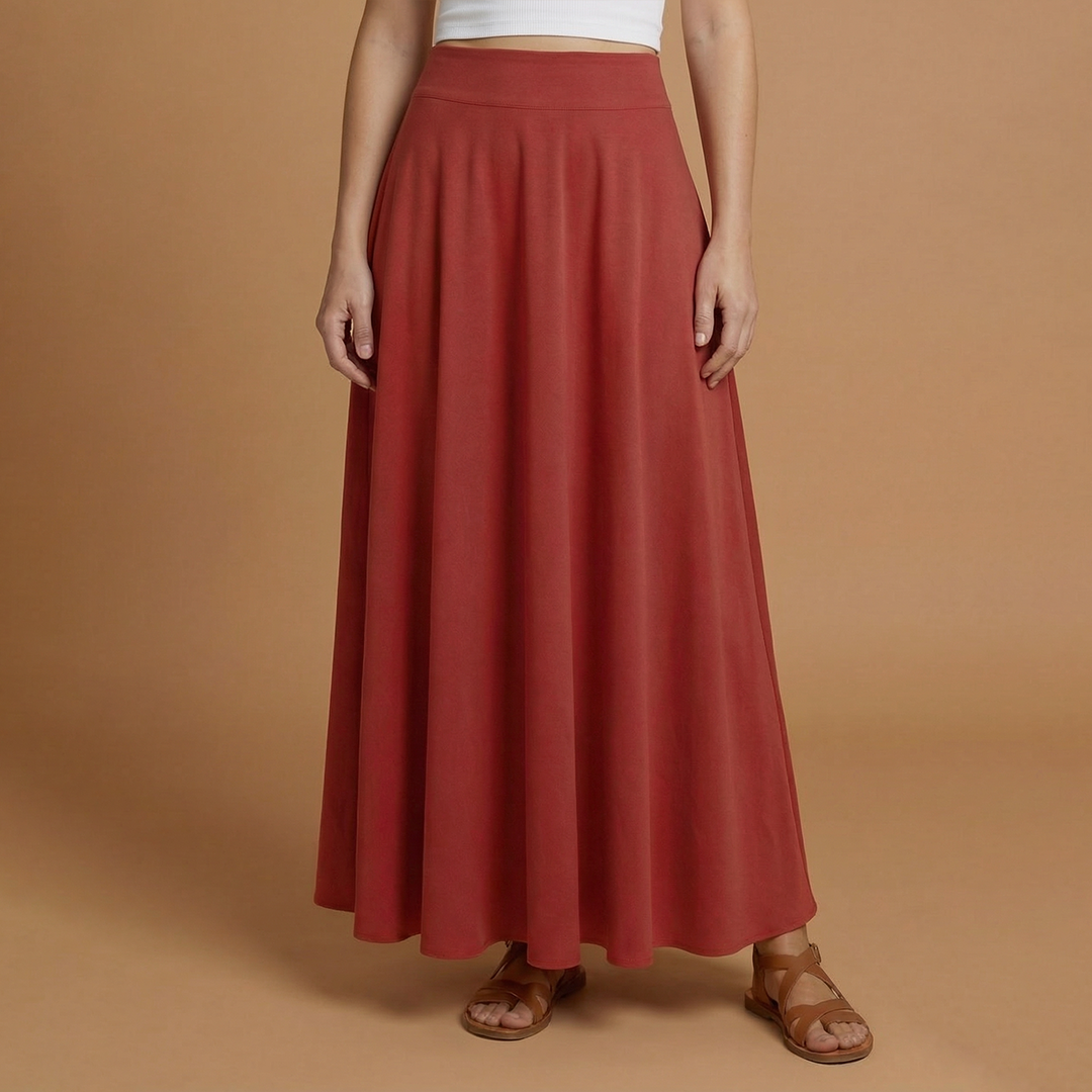 Women’s Maxi Skirt with High Waistband and A-line Design