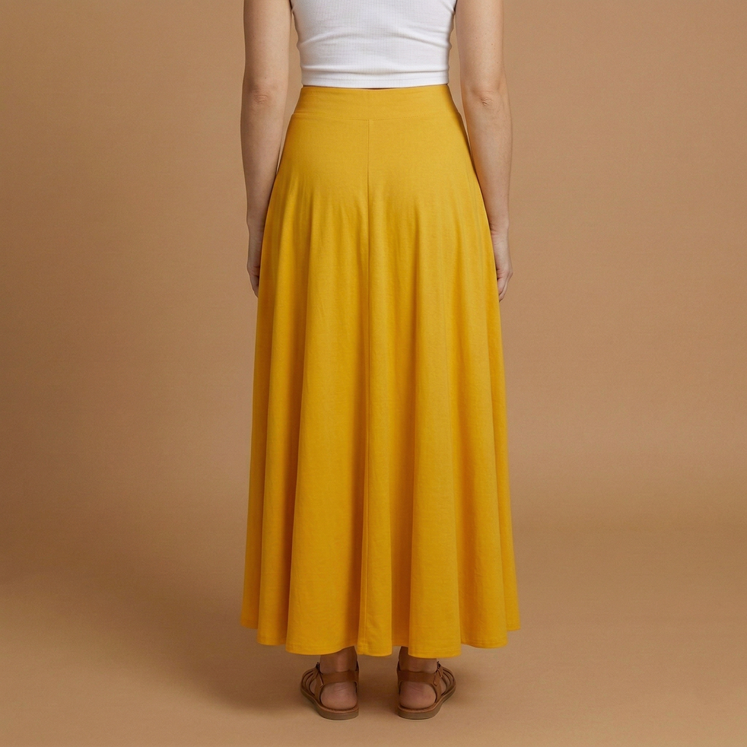 Women’s Maxi Skirt with High Waistband and A-line Design