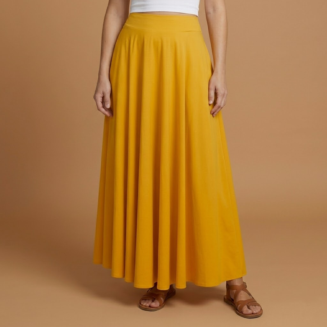 Women’s Maxi Skirt with High Waistband and A-line Design