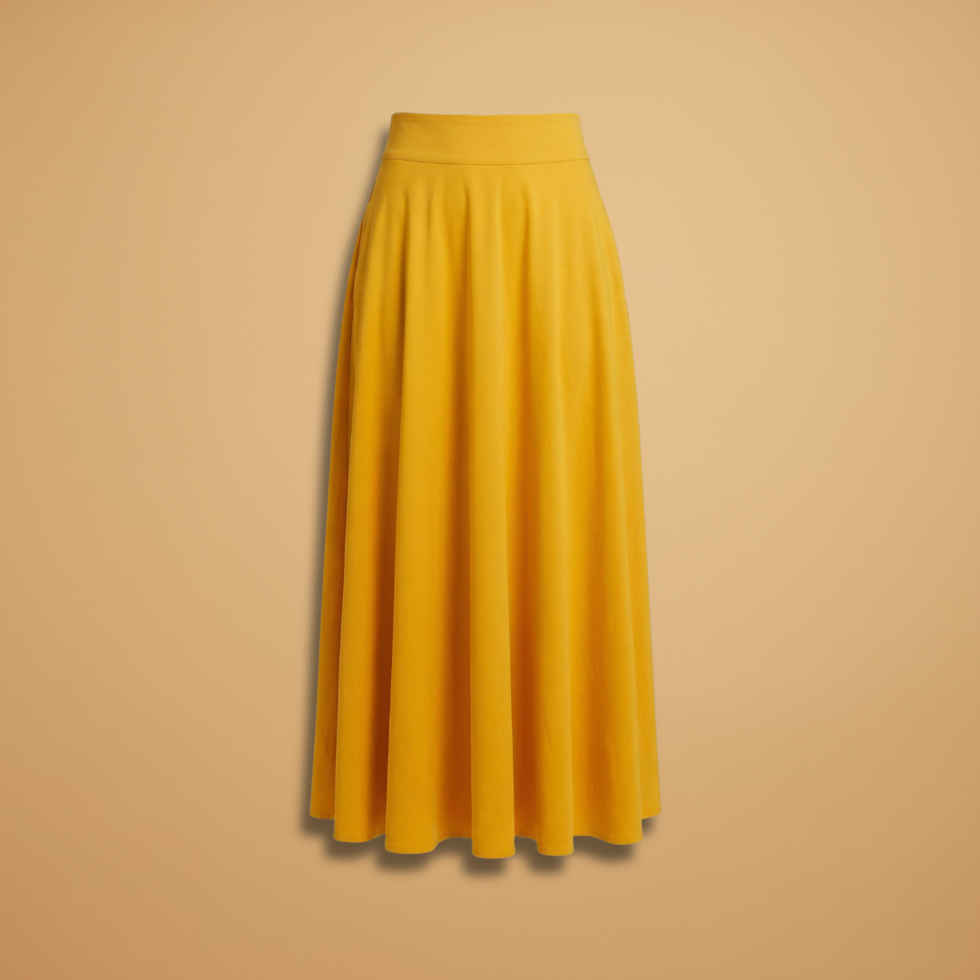 Women’s Maxi Skirt with High Waistband and A-line Design