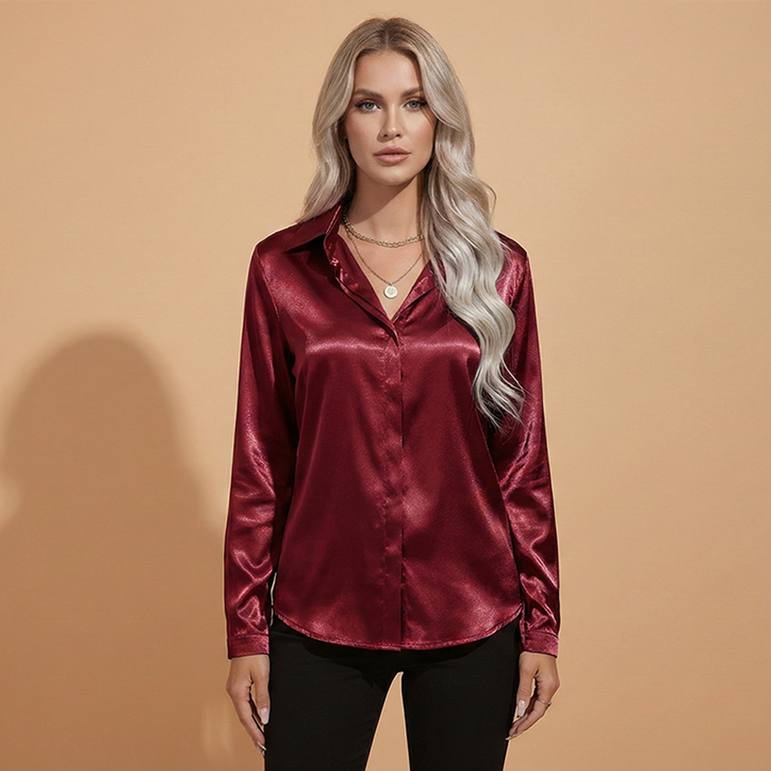 Women’s Satin Blouse with Elegant Design for Autumn