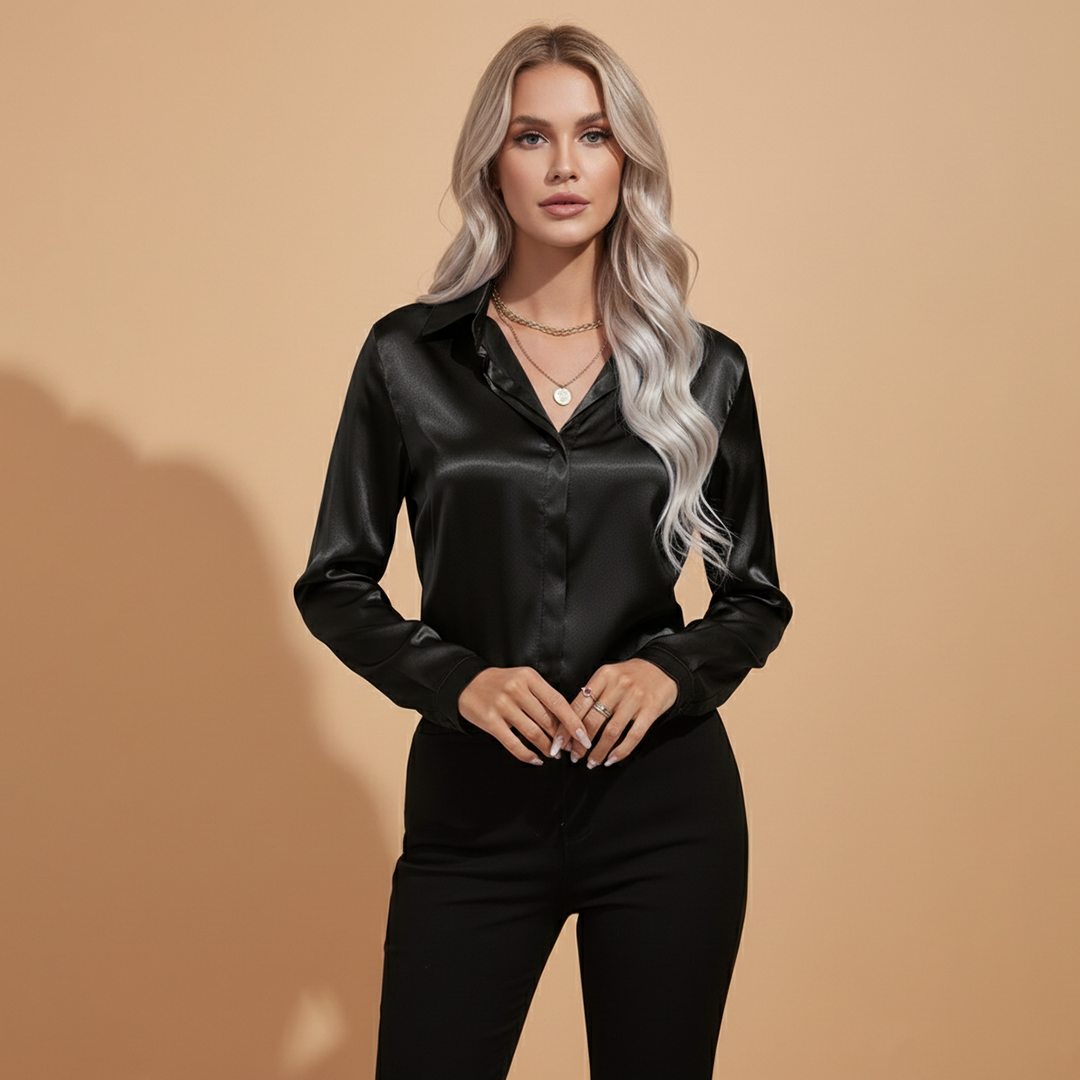 Women’s Satin Blouse with Elegant Design for Autumn