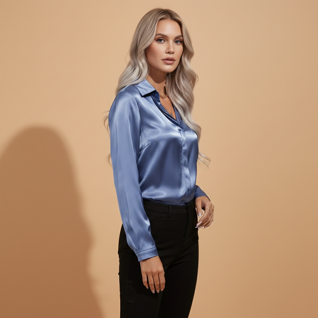 Women’s Satin Blouse with Elegant Design for Autumn