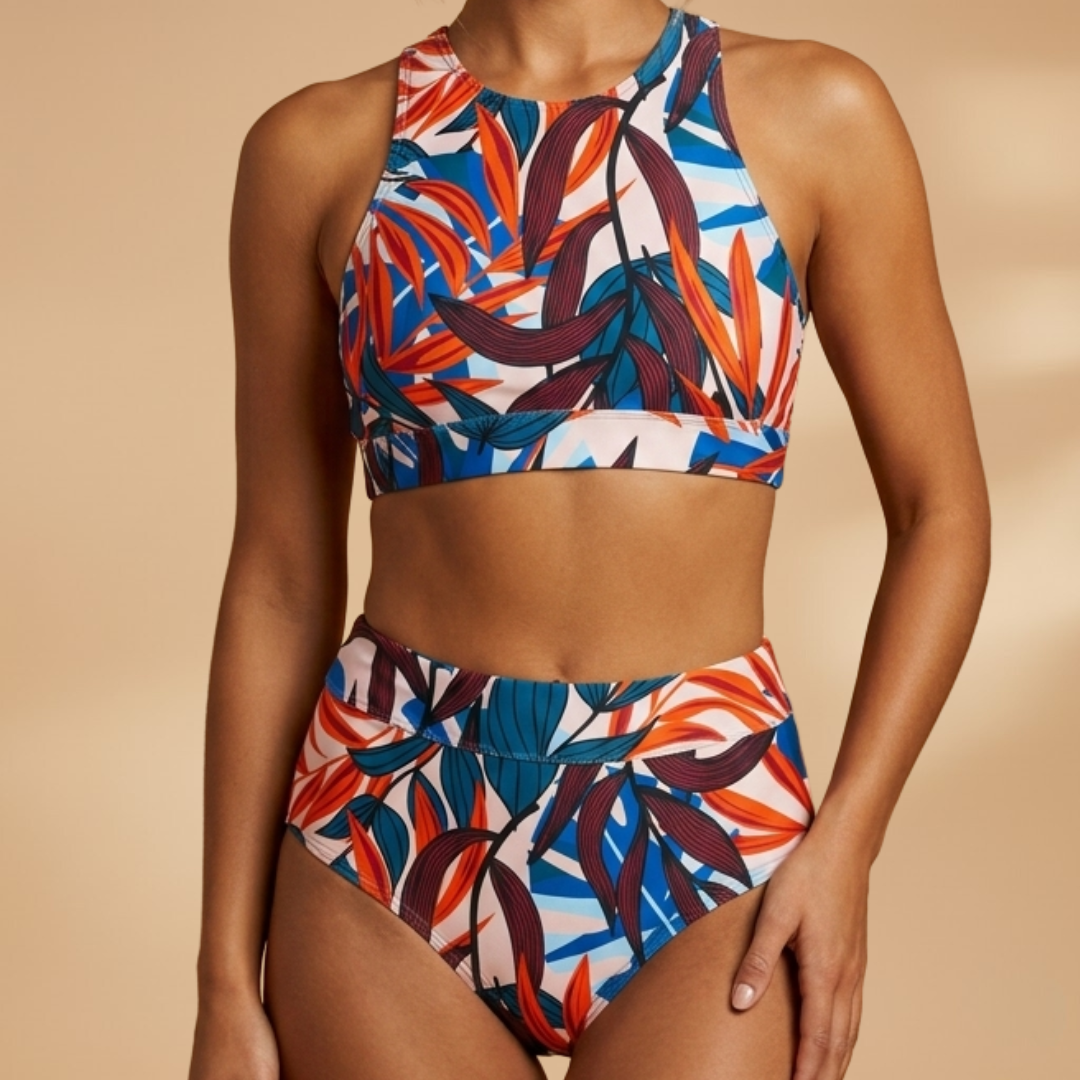 Women's Sport Bikini Set with Bustier Top and Quick-Dry Fabric