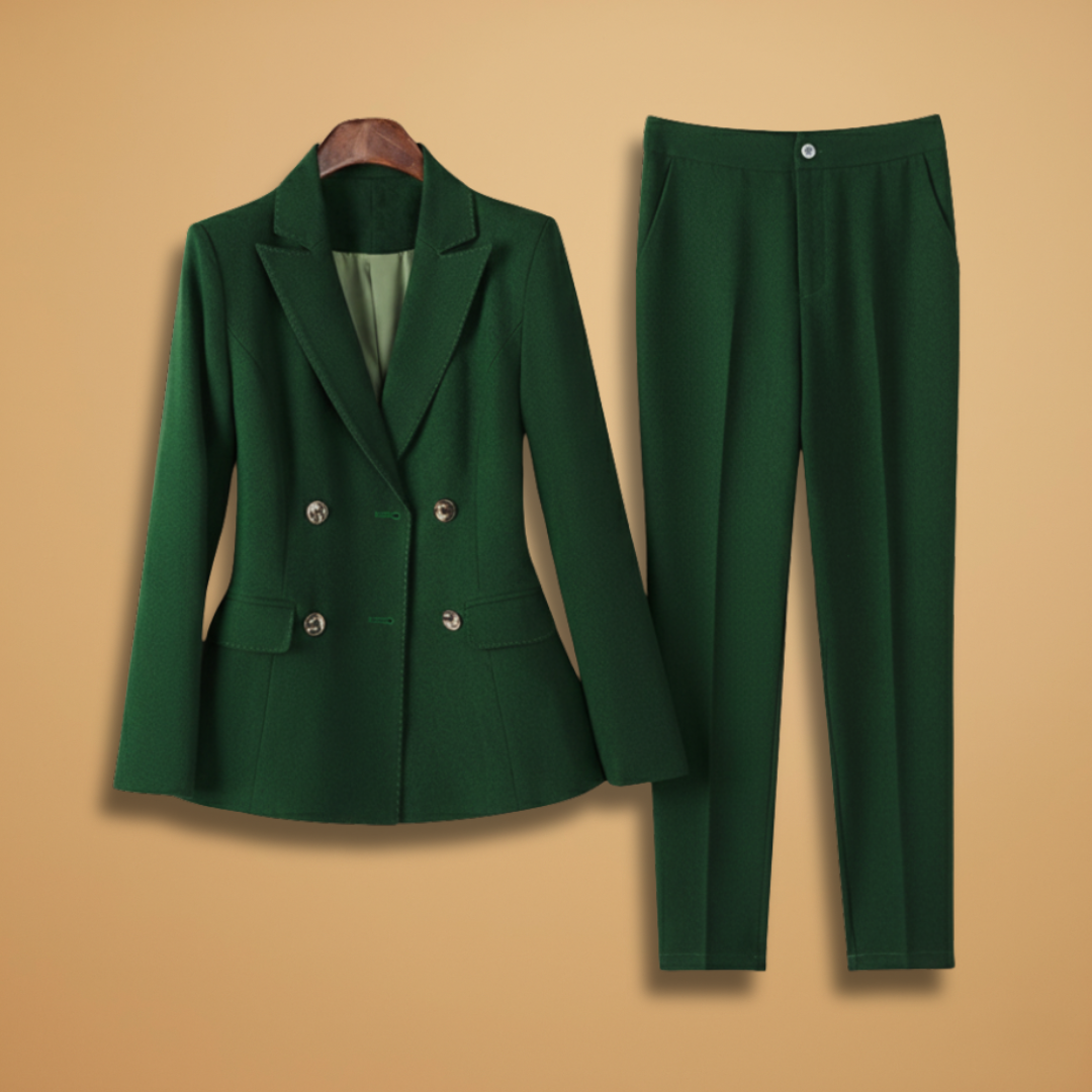 Women’s Suit Set with Notched Lapel and Flap Pockets