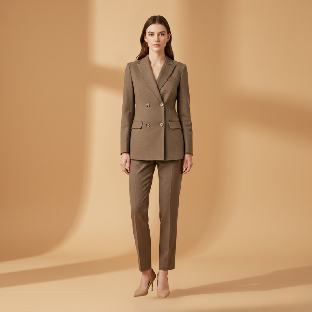 Women’s Suit Set with Notched Lapel and Flap Pockets