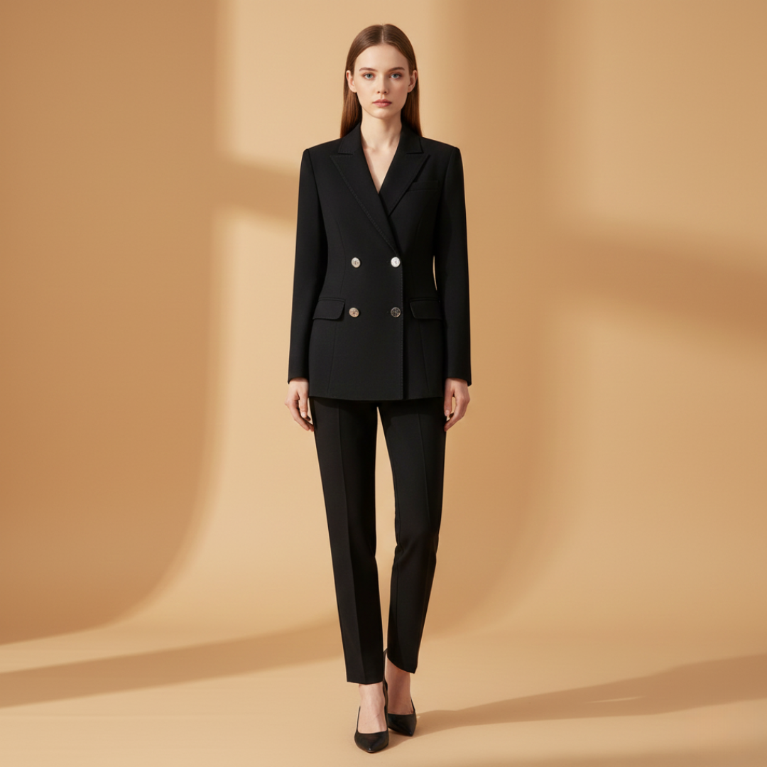 Women’s Suit Set with Notched Lapel and Flap Pockets