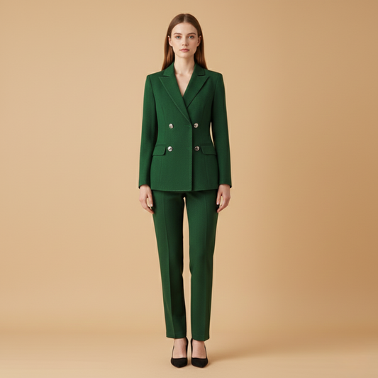 Women’s Suit Set with Notched Lapel and Flap Pockets
