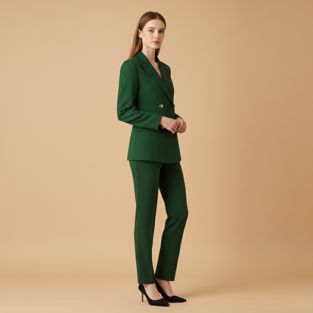 Women’s Suit Set with Notched Lapel and Flap Pockets
