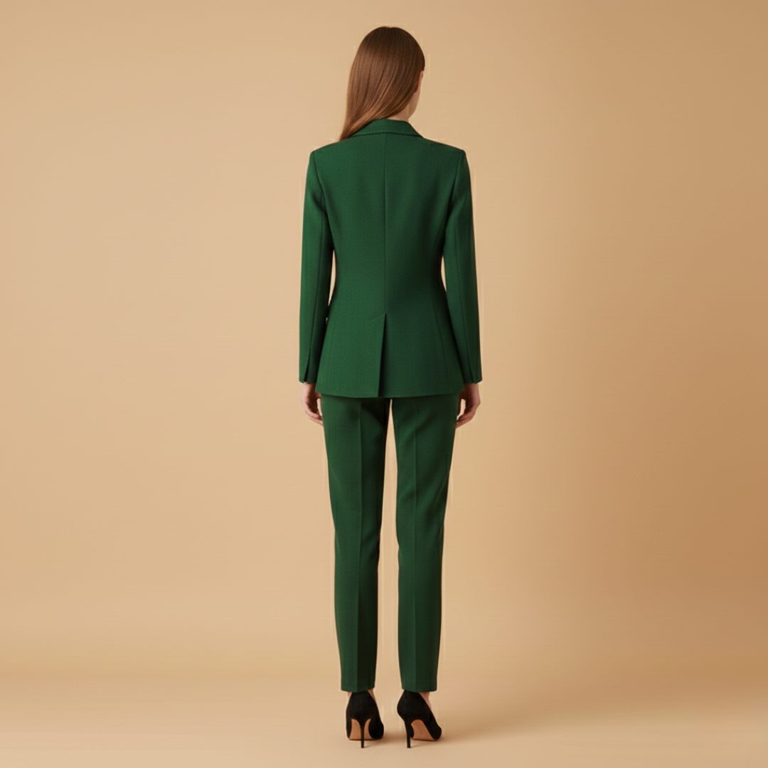 Women’s Suit Set with Notched Lapel and Flap Pockets