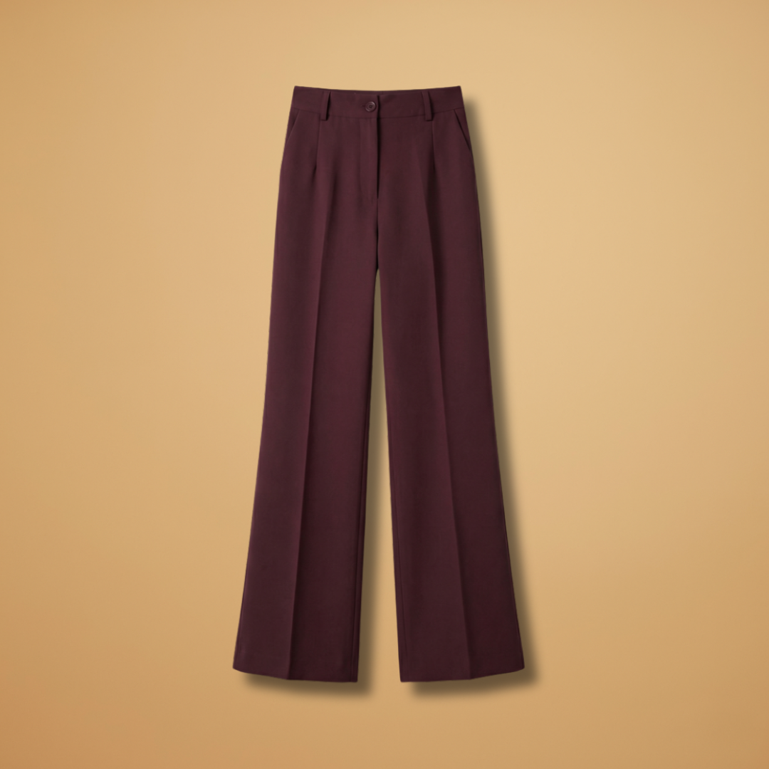Women's Tailored Trousers with High Waist and Stretch Fabric