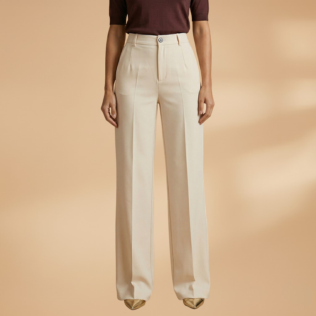 Women's Tailored Trousers with High Waist and Stretch Fabric