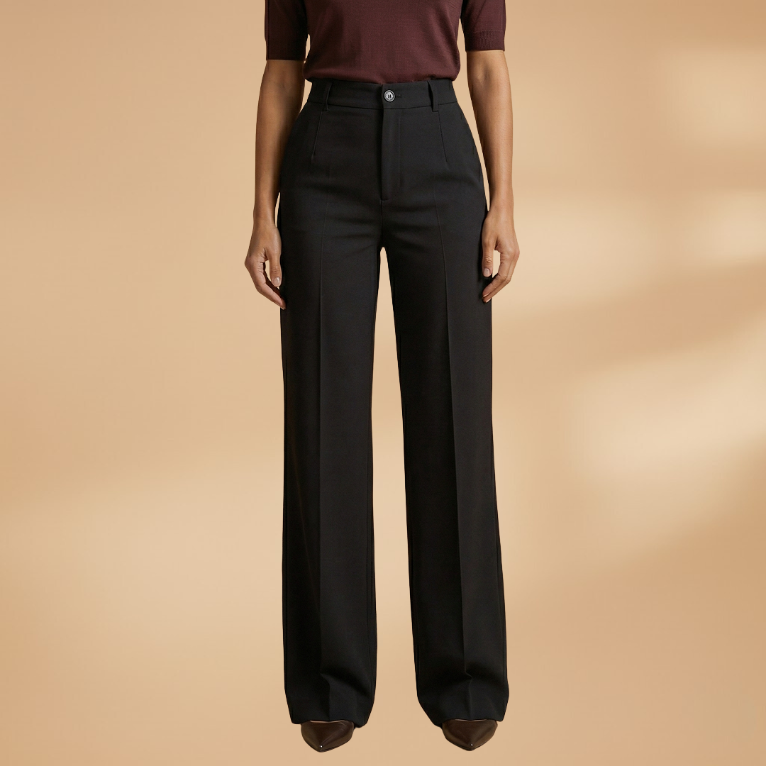 Women's Tailored Trousers with High Waist and Stretch Fabric
