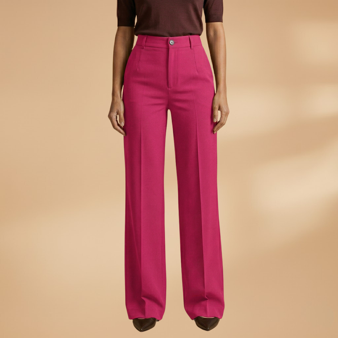 Women's Tailored Trousers with High Waist and Stretch Fabric
