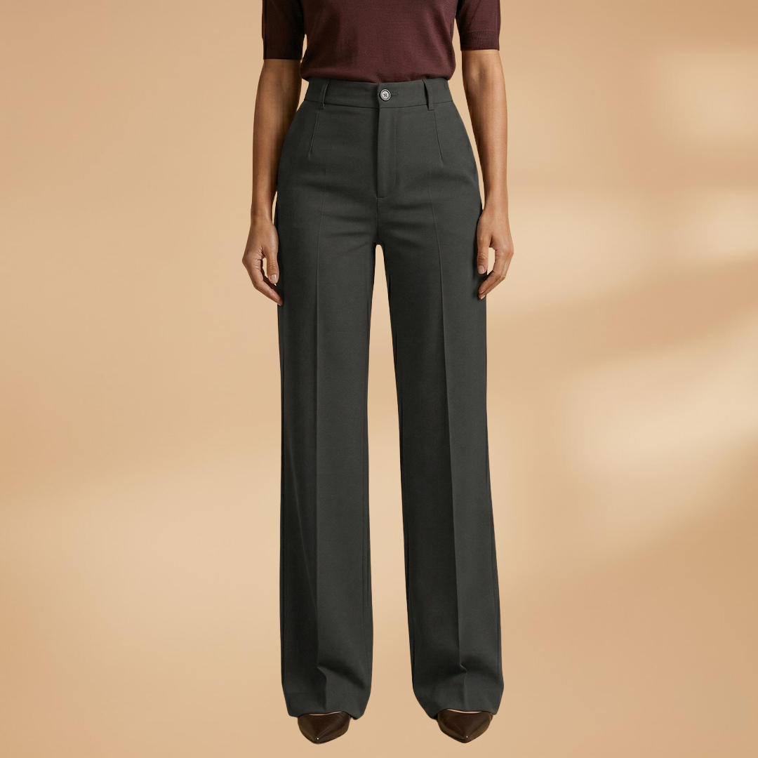 Women's Tailored Trousers with High Waist and Stretch Fabric