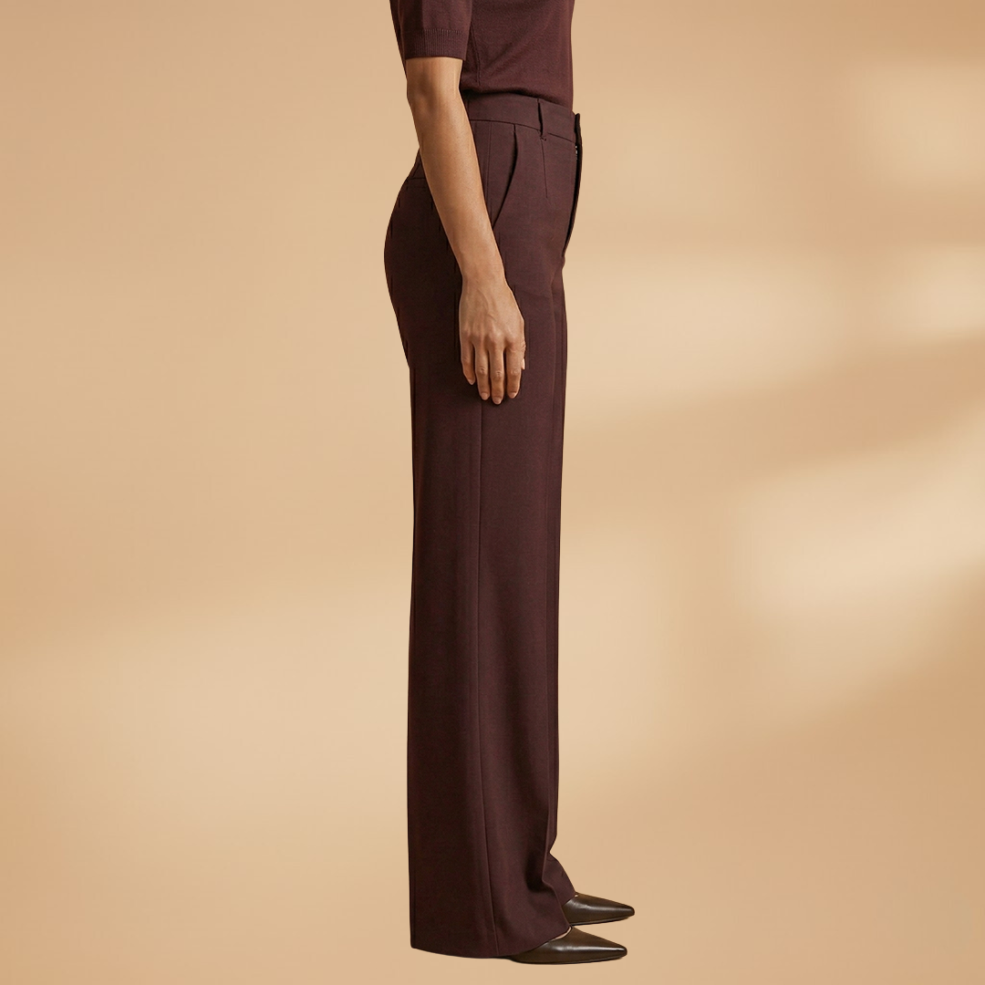 Women's Tailored Trousers with High Waist and Stretch Fabric