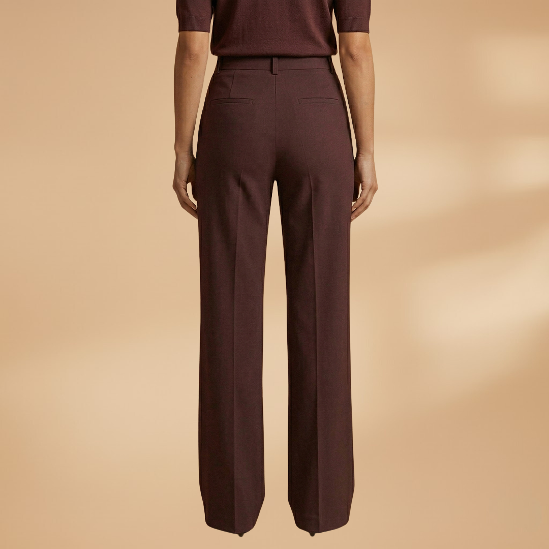 Women's Tailored Trousers with High Waist and Stretch Fabric