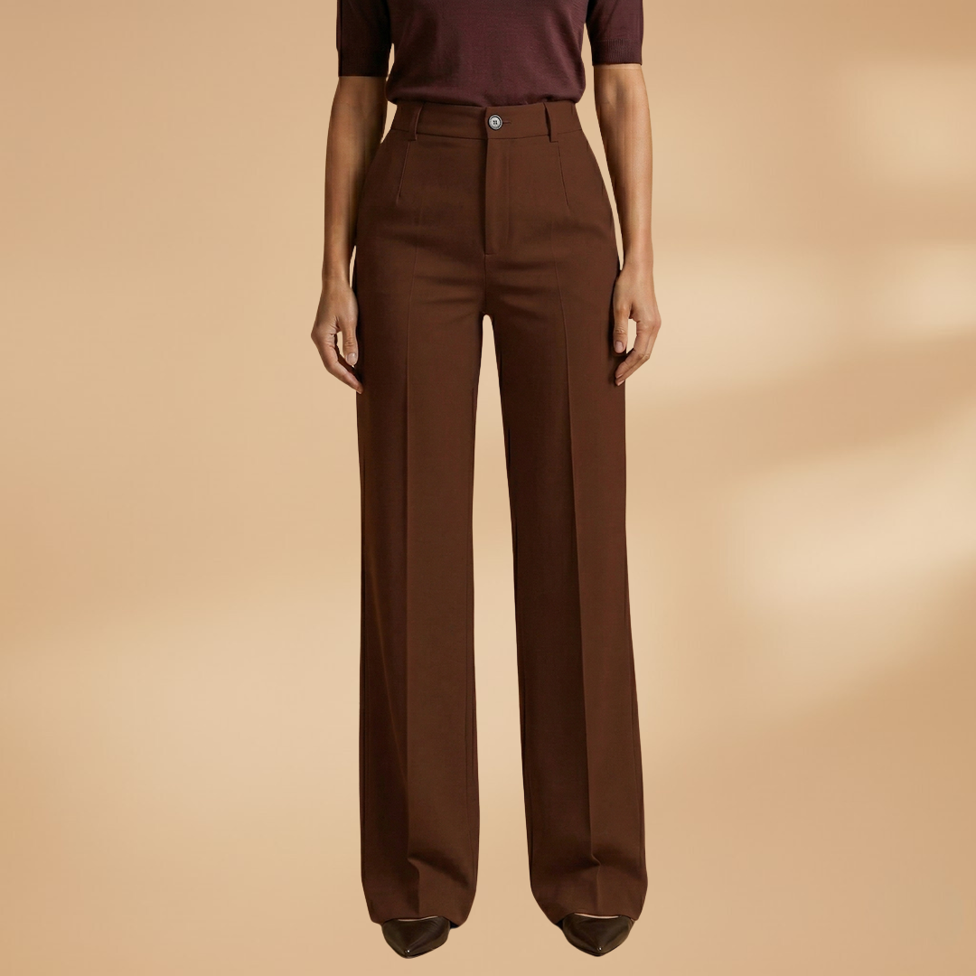Women's Tailored Trousers with High Waist and Stretch Fabric