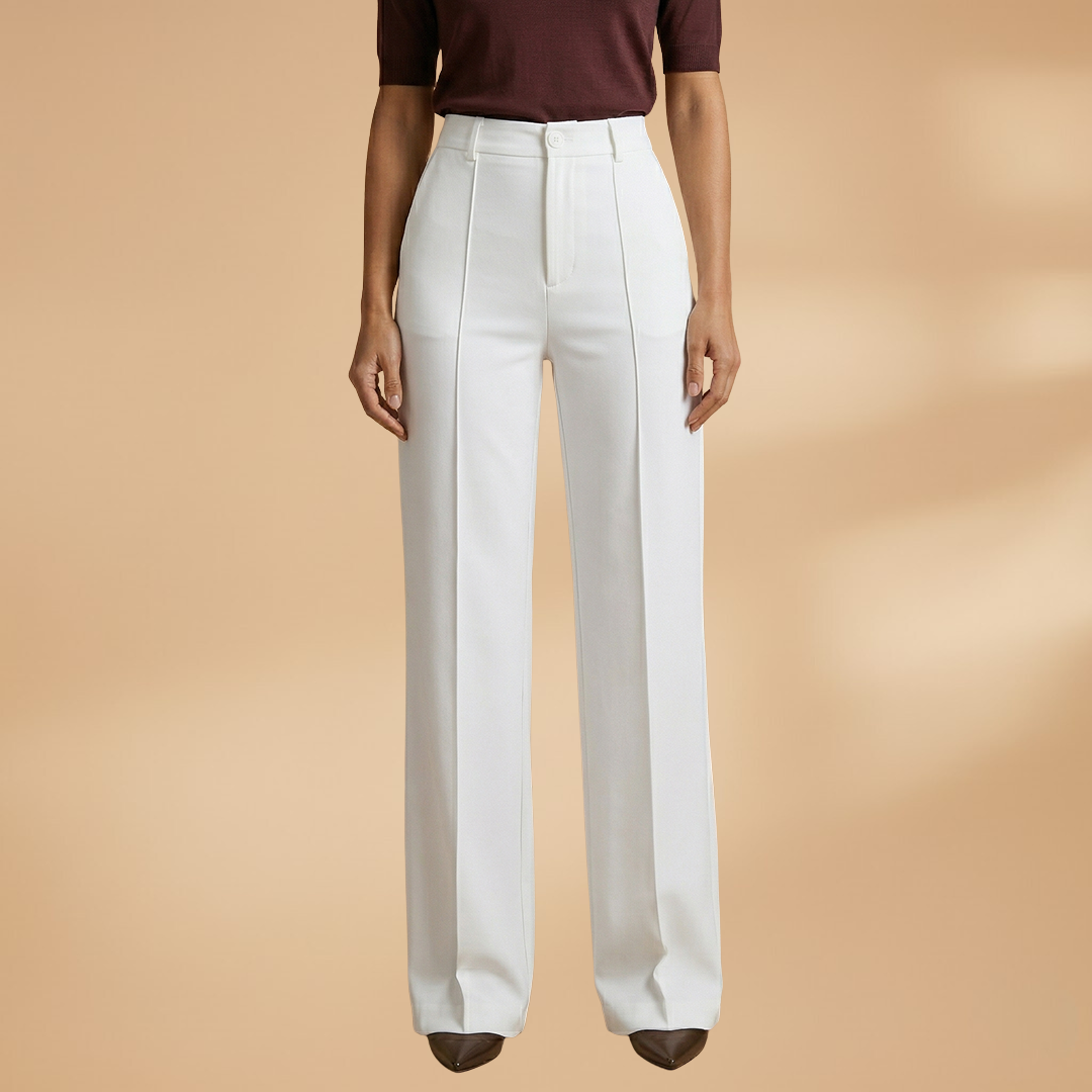 Women's Tailored Trousers with High Waist and Stretch Fabric