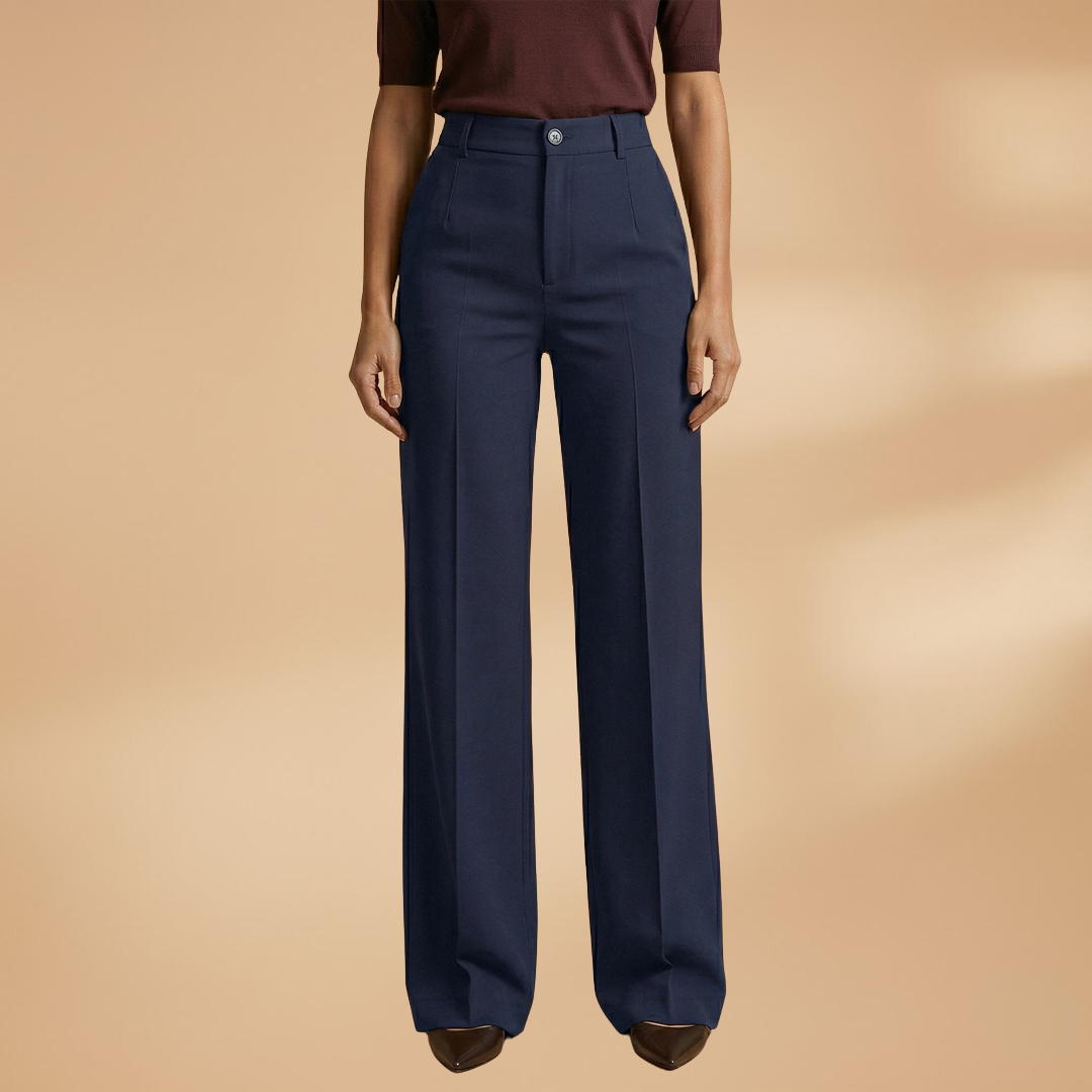 Women's Tailored Trousers with High Waist and Stretch Fabric