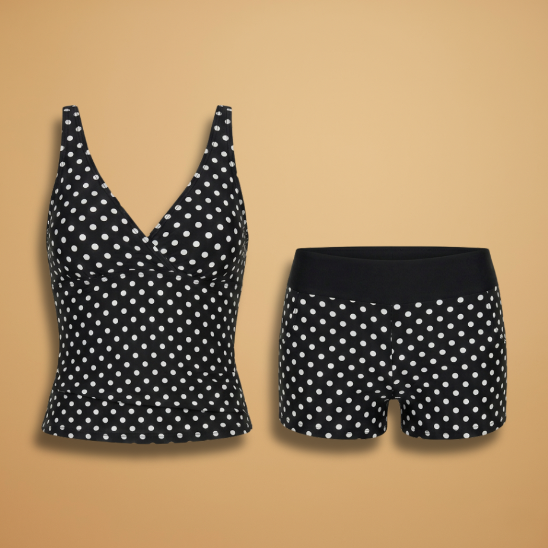 Women’s Tankini Set with Deep V-Neck Top and Stylish Shorts