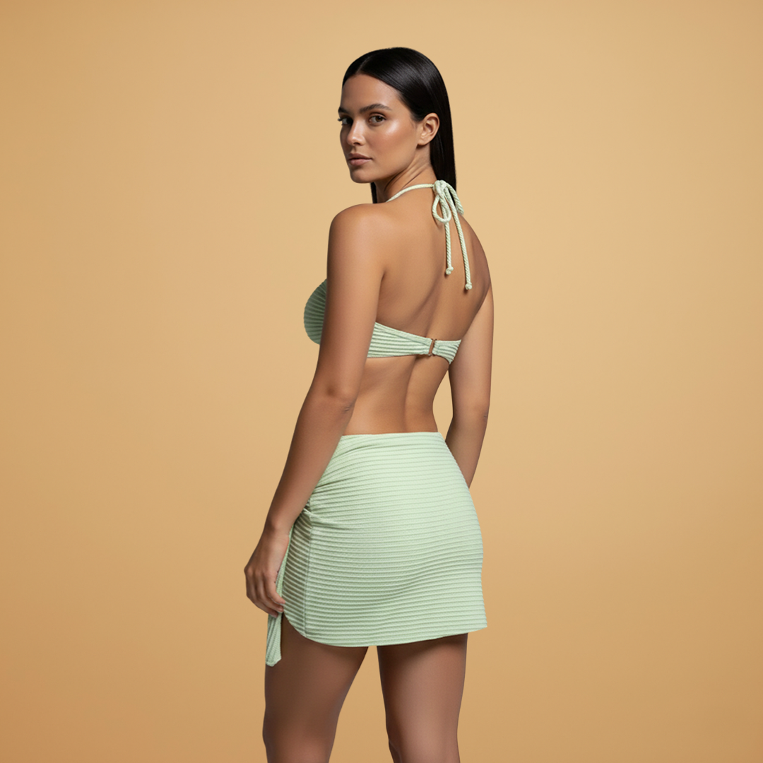 Women’s Three-Piece Swimsuit Set with Bikini Cut and Adjustable Straps