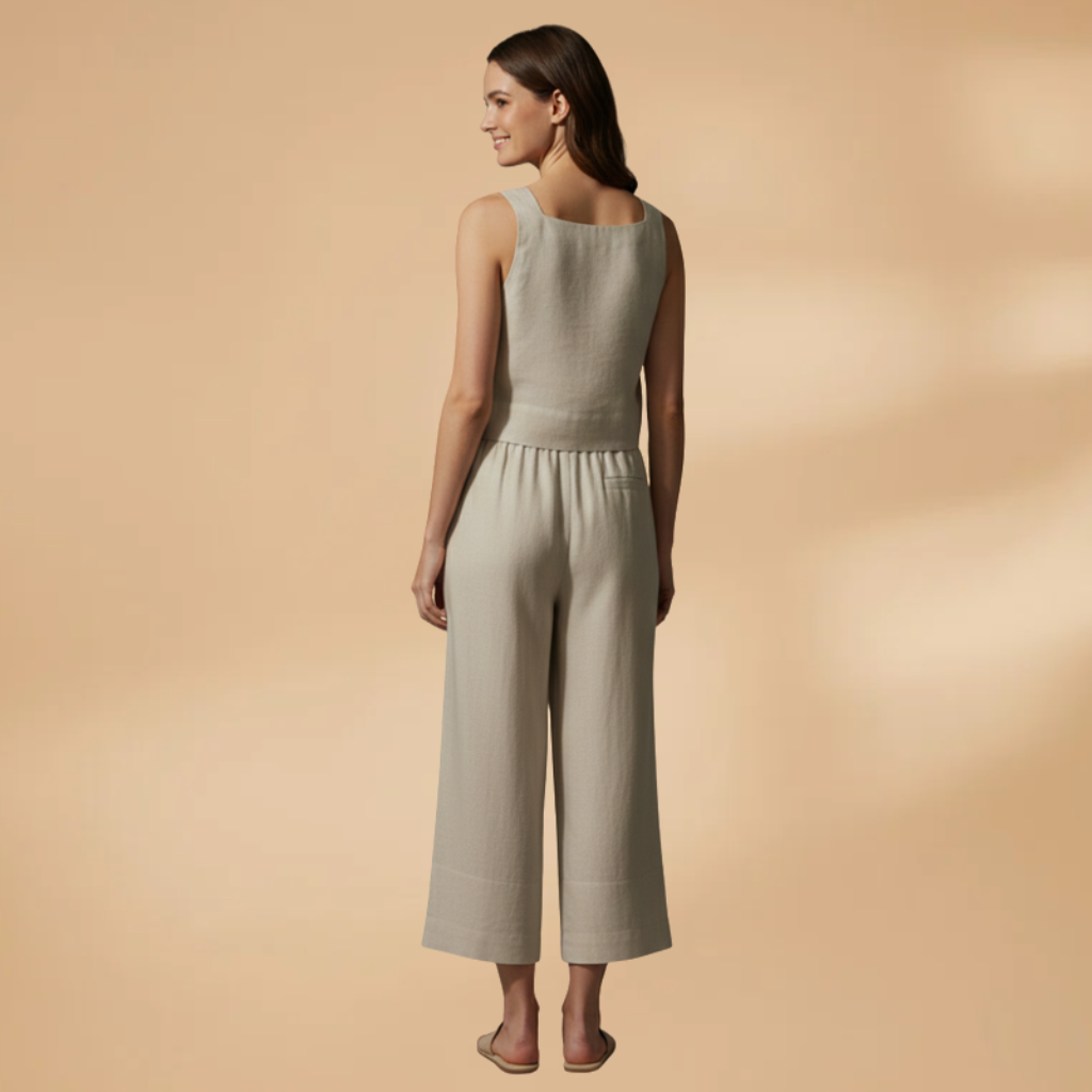 Women's Two-Piece Set with Sleeveless Top and Wide Trousers