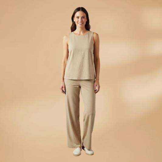 Women's Two-Piece Set with Top and Trousers Summer Casual Look