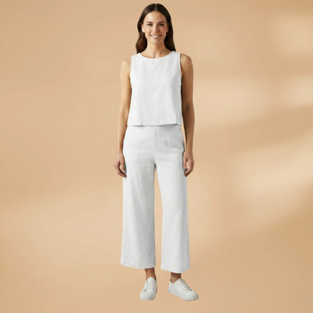 Women's Two-Piece Set with Top and Trousers Summer Casual Look