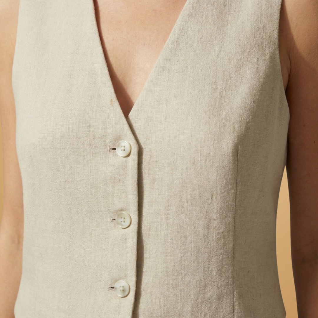 Women’s Two-Piece Set with V-Neck Top and Relaxed Trousers
