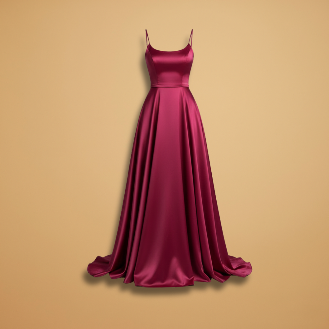 Women’s U-Neck Floor-Length Dress with High Slit