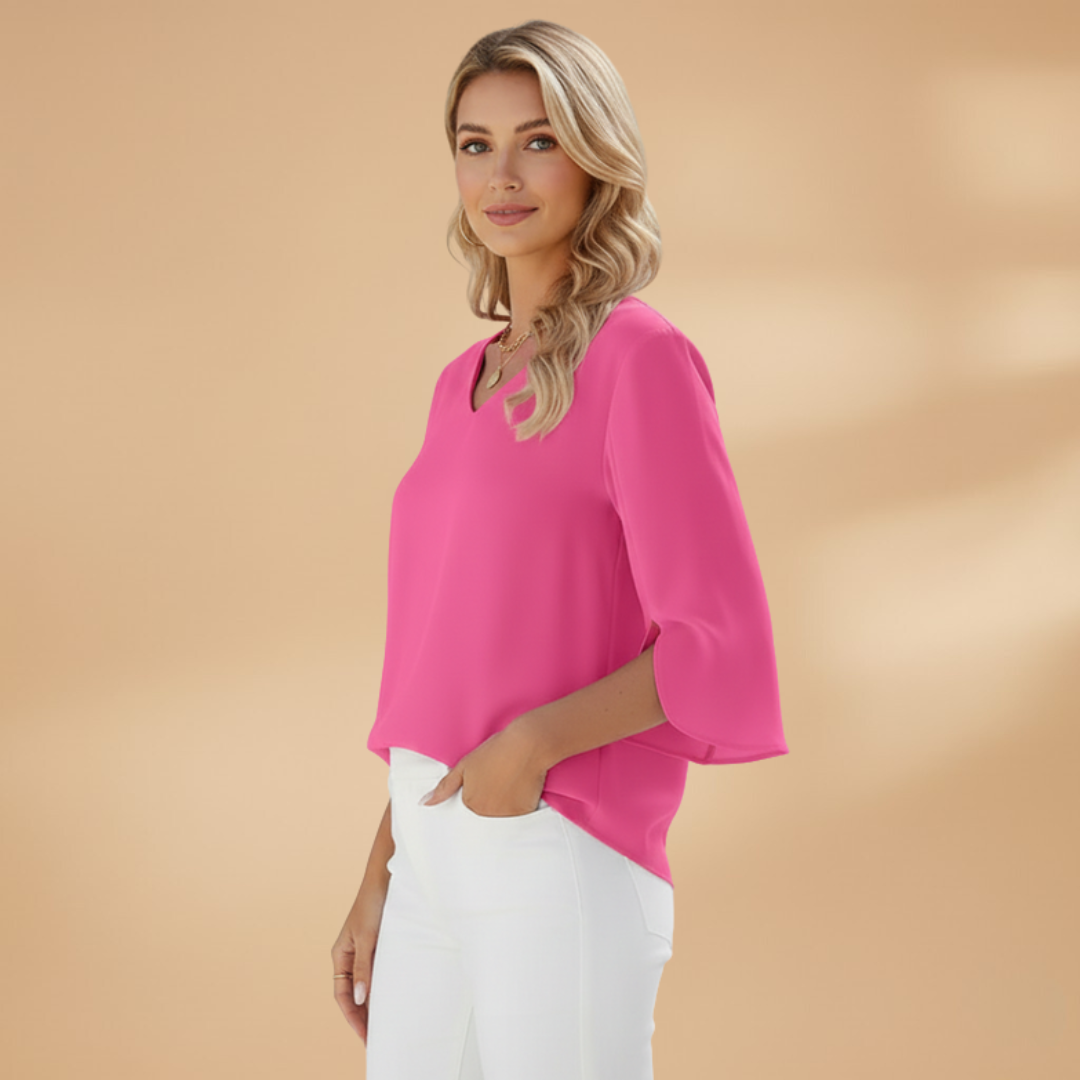 Women's V-Neck Blouse with Classic Design