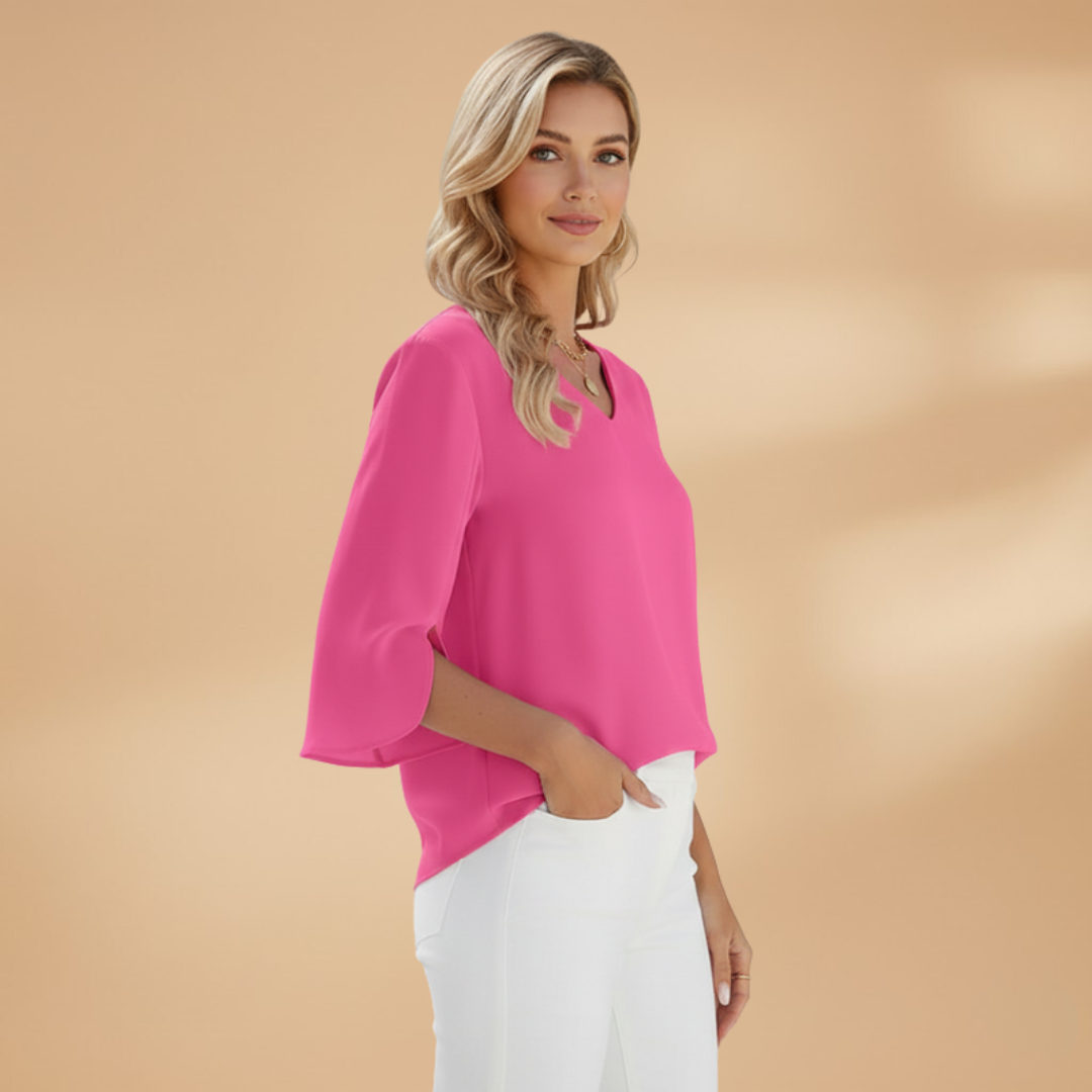 Women's V-Neck Blouse with Classic Design