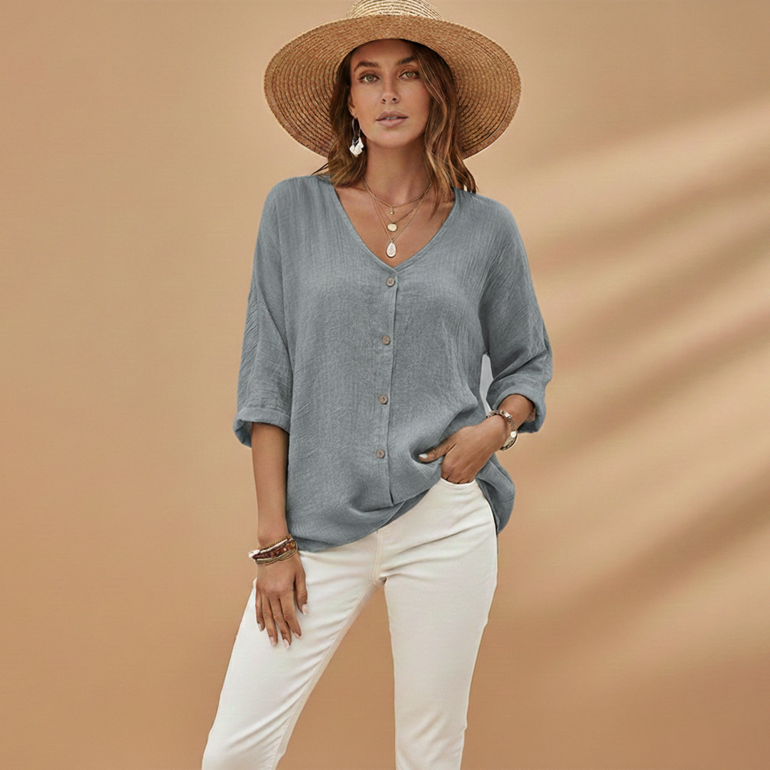 Women's V-Neck T-Shirt with Stylish Design