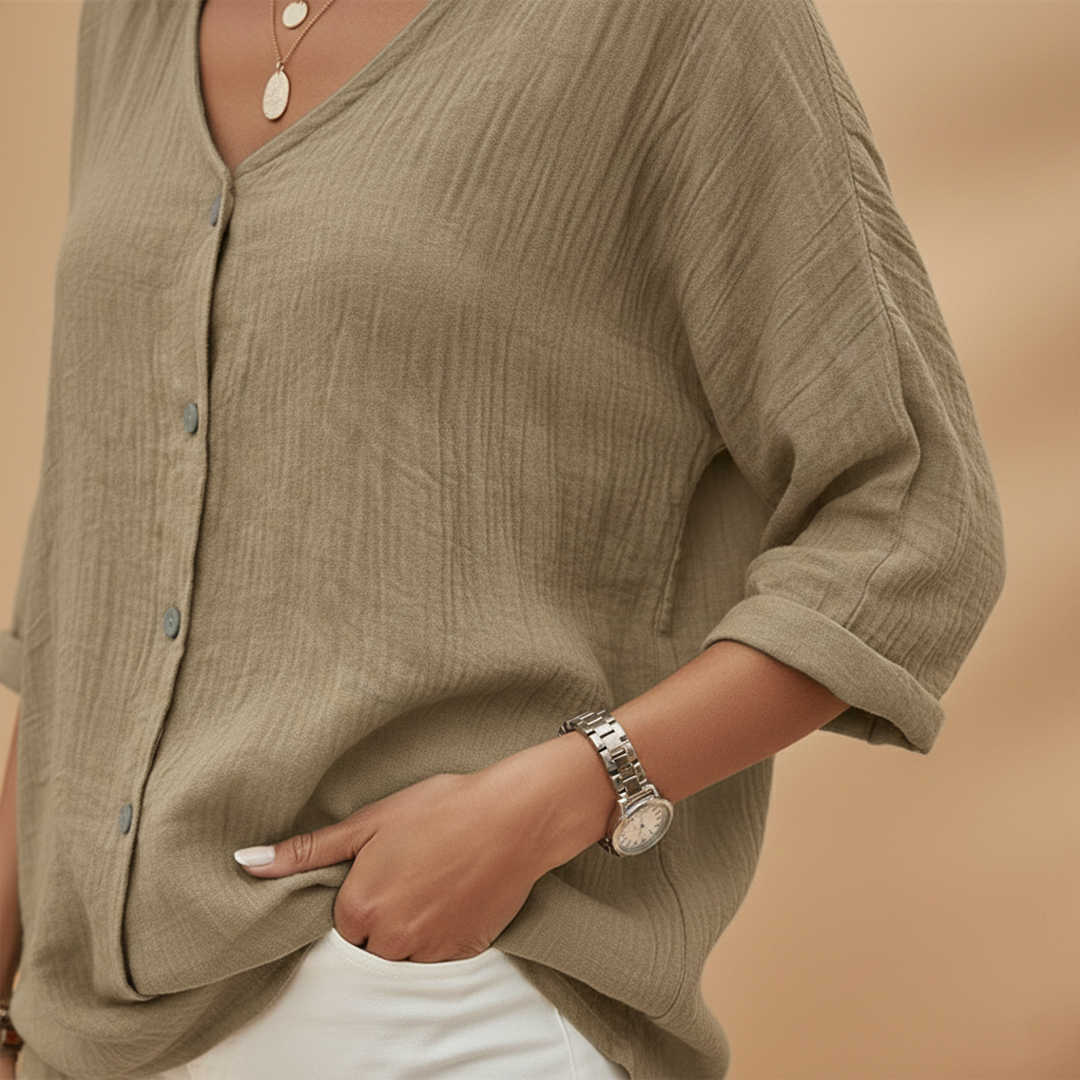 Women's V-Neck T-Shirt with Stylish Design