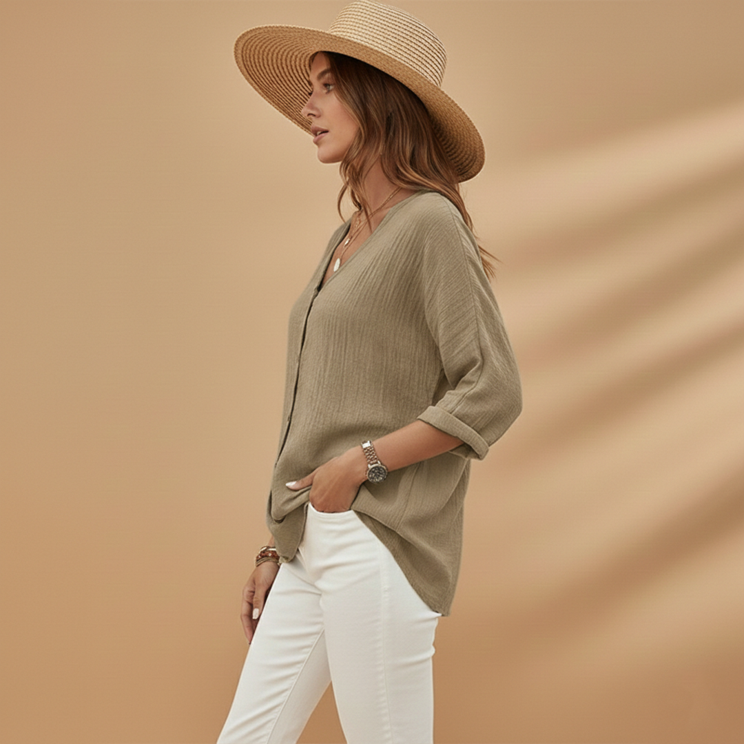 Women's V-Neck T-Shirt with Stylish Design