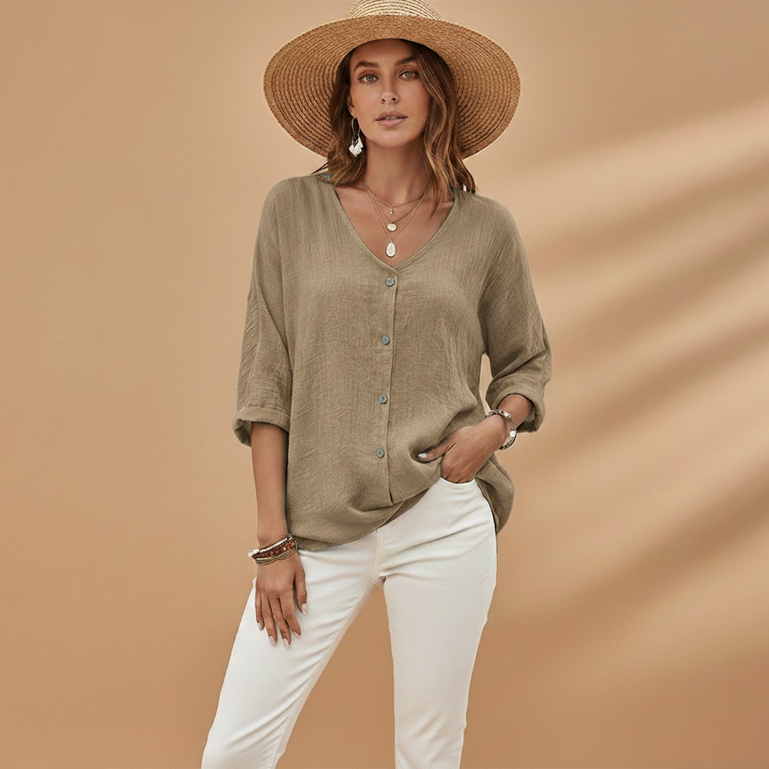 Women's V-Neck T-Shirt with Stylish Design