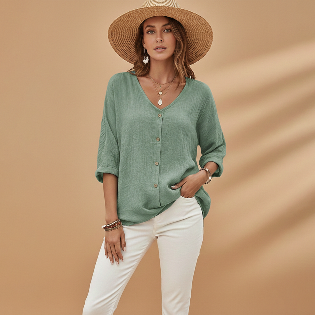 Women's V-Neck T-Shirt with Stylish Design