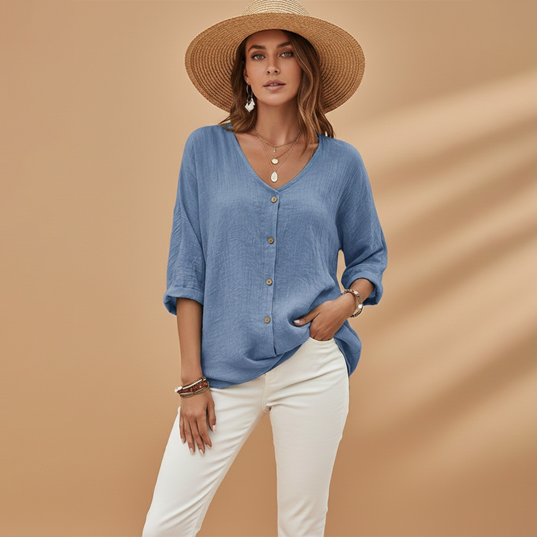 Women's V-Neck T-Shirt with Stylish Design