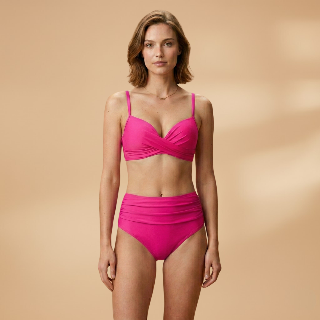 Women’s Bikini Set with High Waist and Adjustable Straps