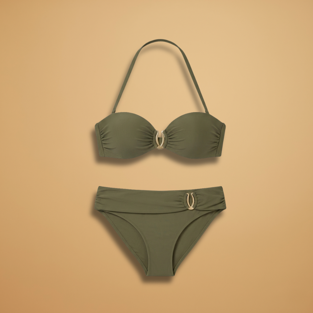 Women’s Bikini Set with Metallic Accents and Secure Fit