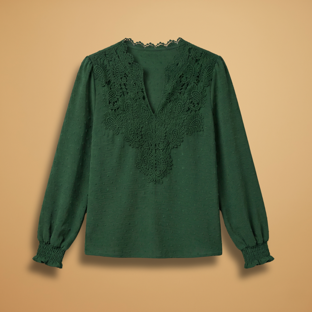 Women's Blouse with V-Neckline and Button Closure
