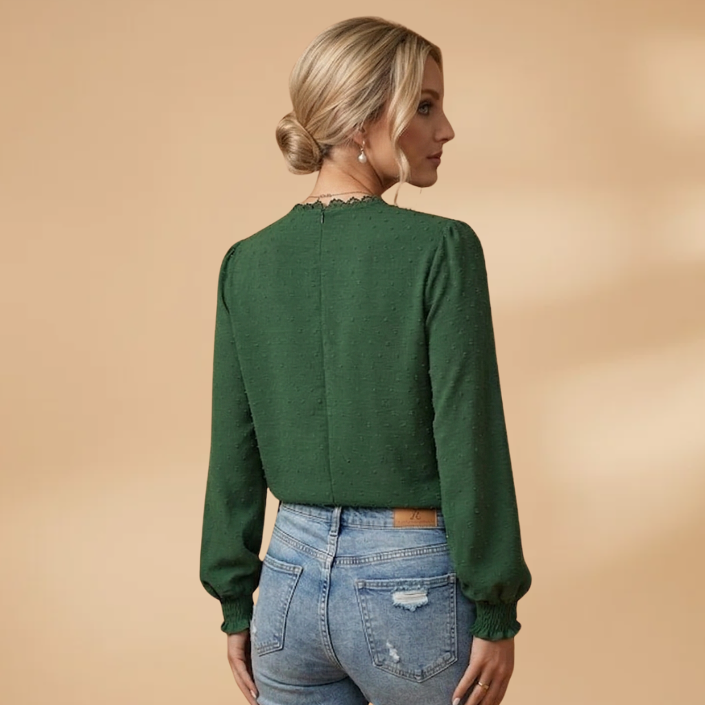 Women's Blouse with V-Neckline and Button Closure