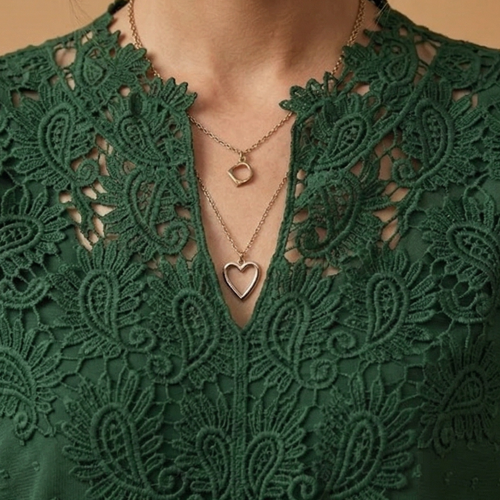 Women's Blouse with V-Neckline and Button Closure