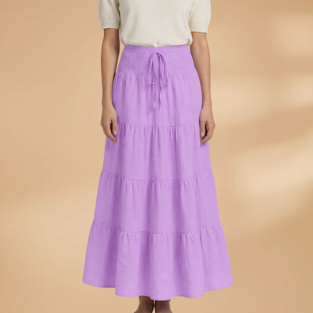 Women's Maxi Skirt with Ruffle Layers and Adjustable Waist
