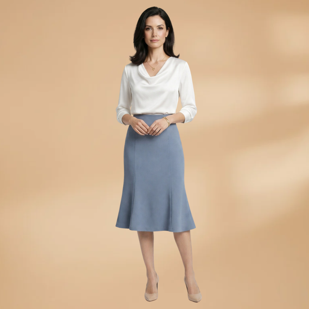 Women’s Midi Skirt with Flared Design and Fitted Cut