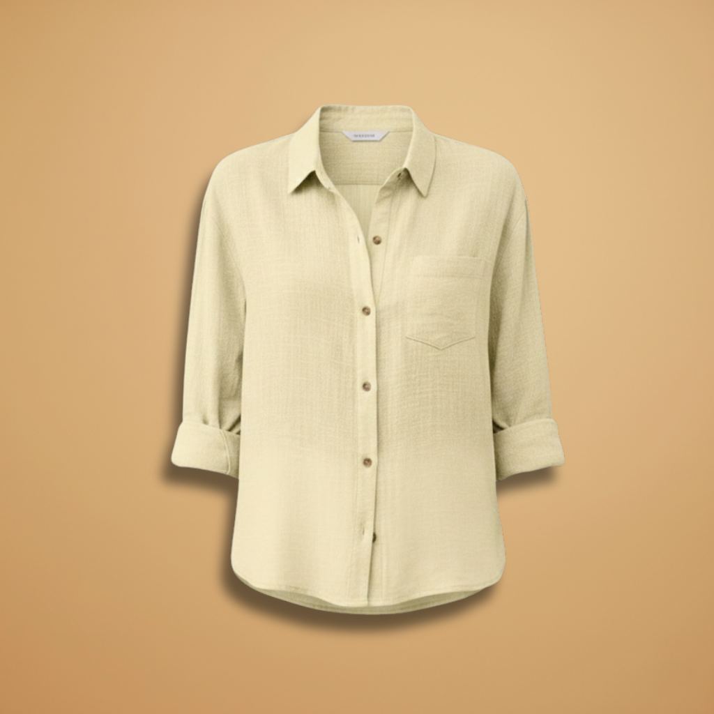 Women's Short Sleeve Blouse with Button Placket for Summer Wear